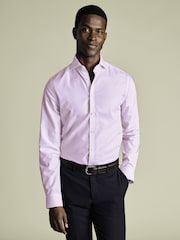 Charles Tyrwhitt Purple Slim Fit Slim Fit Non-Iron Cutaway Collar Gingham 100% Cotton Shirt - Image 1 of 6