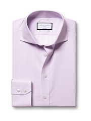 Charles Tyrwhitt Purple Slim Fit Slim Fit Non-Iron Cutaway Collar Gingham 100% Cotton Shirt - Image 5 of 6