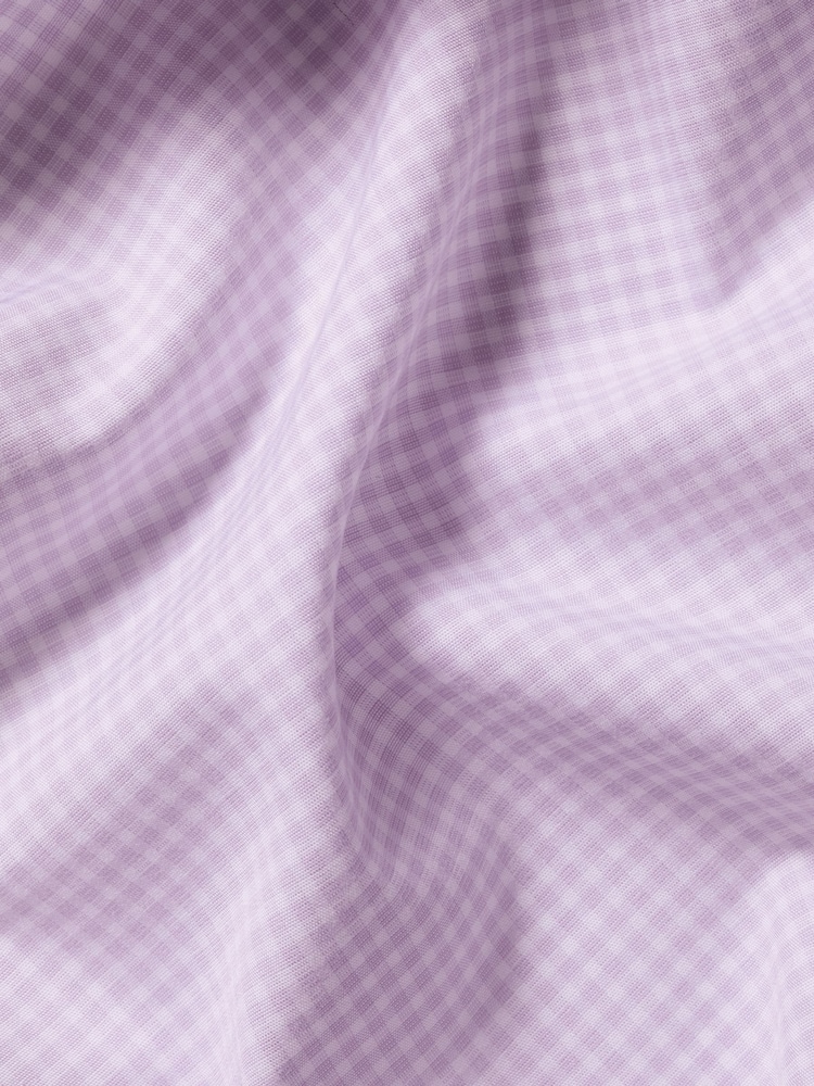 Charles Tyrwhitt Purple Slim Fit Slim Fit Non-Iron Cutaway Collar Gingham 100% Cotton Shirt - Image 6 of 6