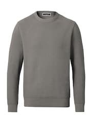 Charles Tyrwhitt Grey Combed 100% Cotton Rib Crew Jumper - Image 3 of 5