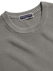 Charles Tyrwhitt Grey Combed 100% Cotton Rib Crew Jumper - Image 4 of 5