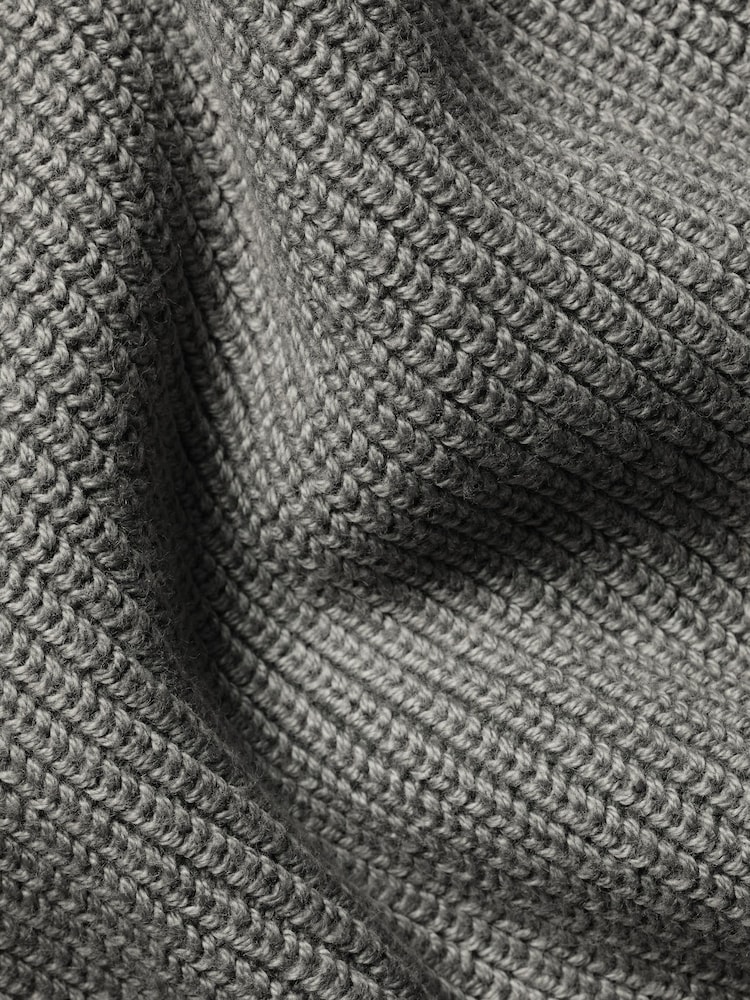 Charles Tyrwhitt Grey Combed 100% Cotton Rib Crew Jumper - Image 5 of 5