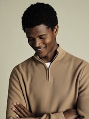 Charles Tyrwhitt Honeycomb 100% Cotton Zip Neck Cardigan - Slika 2 iz 5