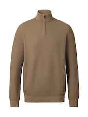 Charles Tyrwhitt Honeycomb 100% Cotton Zip Neck Cardigan - Slika 3 iz 5
