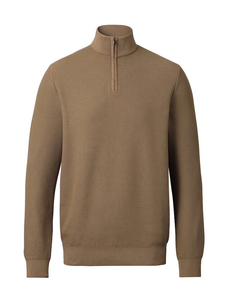 Buy Charles Tyrwhitt Brown Honeycomb 100% Cotton Zip Neck Cardigan