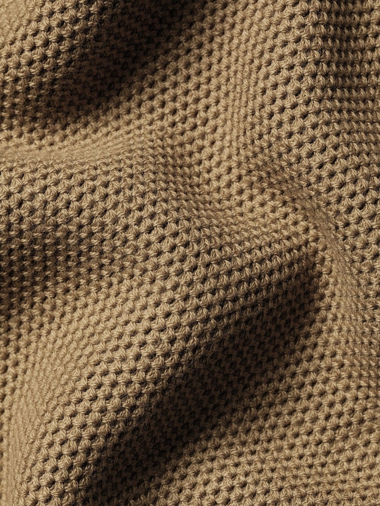 Charles Tyrwhitt Brown Honeycomb 100% Cotton Zip Neck Cardigan - Image 5 of 5 Charles Tyrwhitt Brown Honeycomb 100% Cotton Zip Neck Cardigan - Image 5 of 5