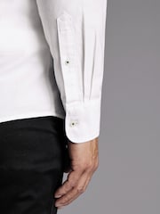 Charles Tyrwhitt White Slim Fit Slim Fit Non-Iron Stretch Geo Printed 100% Cotton Shirt - Image 3 of 5