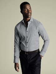 Charles Tyrwhitt Ink Blue Slim Fit Non-Iron Stretch Bird Printed 100% Cotton Shirt - Image 1 of 6