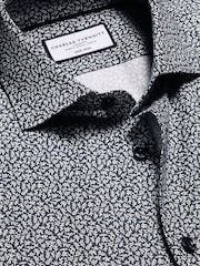 Charles Tyrwhitt Ink Blue Slim Fit Non-Iron Stretch Bird Printed 100% Cotton Shirt - Image 5 of 6