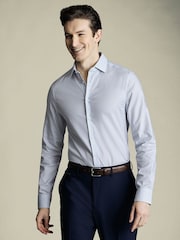 Charles Tyrwhitt Blue Slim Fit Non-Iron Stretch Mini 100% Cotton Paisley Printed Shirt - Image 1 of 6