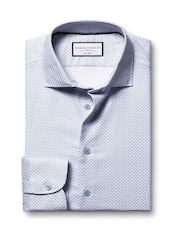 Charles Tyrwhitt Blue Slim Fit Non-Iron Stretch Mini 100% Cotton Paisley Printed Shirt - Image 4 of 6