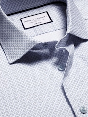 Charles Tyrwhitt Blue Slim Fit Non-Iron Stretch Mini 100% Cotton Paisley Printed Shirt - Image 5 of 6
