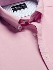 Charles Tyrwhitt Purple Extra Wide Fit Slim Fit Plain Short Sleeve Button-Down Shirt - Image 3 of 5
