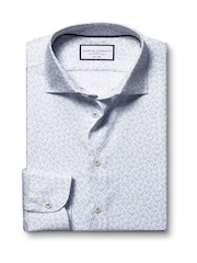 Charles Tyrwhitt Blue Slim Fit Non-Iron Stretch Bird Printed 100% Cotton Shirt - Image 4 of 6
