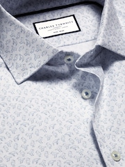 Charles Tyrwhitt Blue Slim Fit Non-Iron Stretch Bird Printed 100% Cotton Shirt - Image 5 of 6