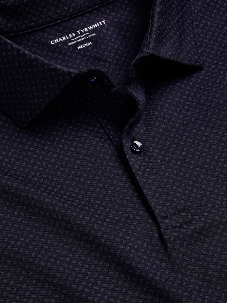 Charles Tyrwhitt Blue Printed Performance Polo Shirt - Image 5 of 5