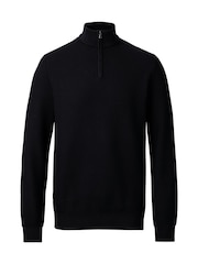 Charles Tyrwhitt Blue Honeycomb 100% Cotton Zip Neck Sweat Top - Image 3 of 5