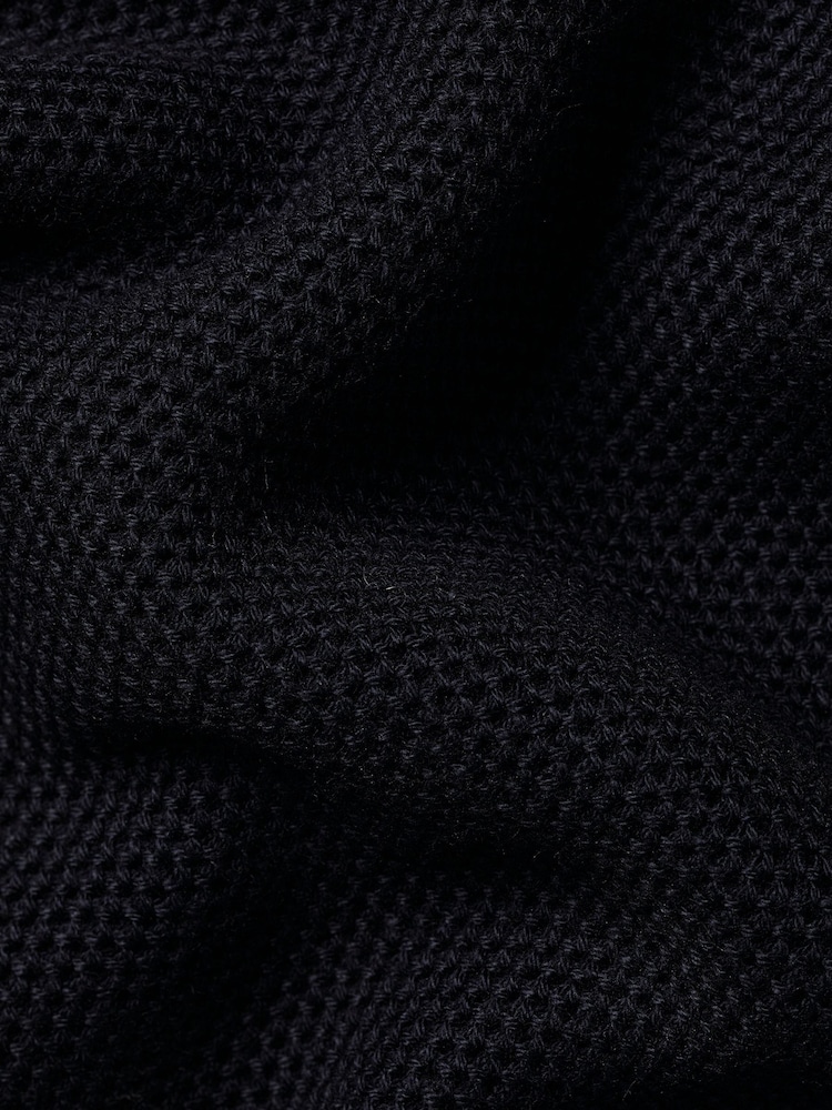 Charles Tyrwhitt Blue Honeycomb 100% Cotton Zip Neck Sweat Top - Image 5 of 5