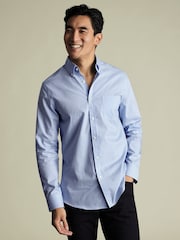 Charles Tyrwhitt Blue Slim Fit Large Check Non-Iron Stretch Poplin 100% Cotton Shirt - Image 1 of 6