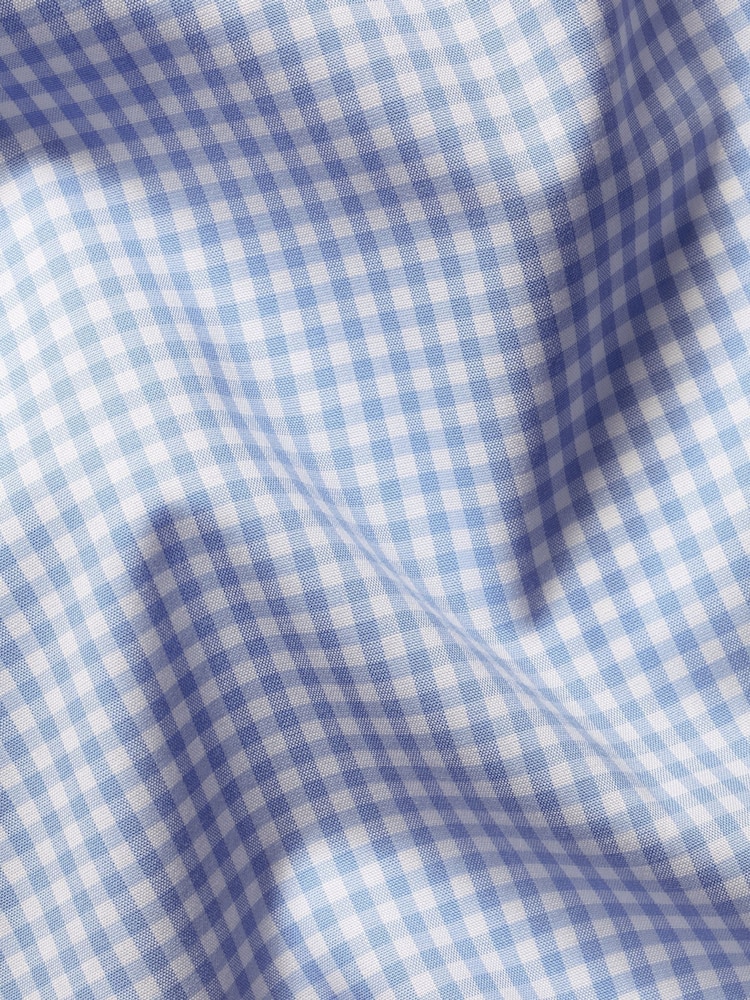 Charles Tyrwhitt Blue Slim Fit Large Check Non-Iron Stretch Poplin 100% Cotton Shirt - Image 6 of 6