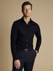 Charles Tyrwhitt Navy Classic Fit Non-Iron Royal 100% Cotton Oxford Shirt - Image 1 of 6