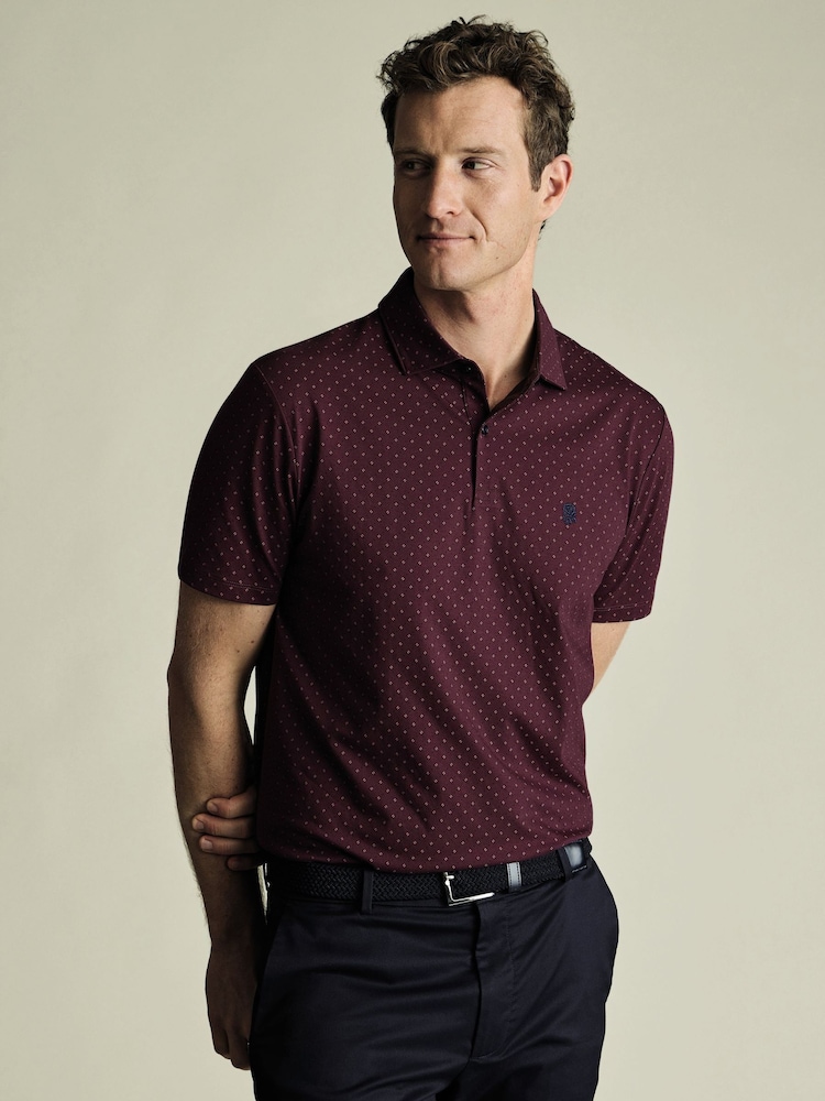 Charles Tyrwhitt Red Chrome RFU Printed Performance Short Sleeve Cardigan - Image 1 of 5