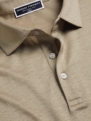 Charles Tyrwhitt Brown 100% Linen Polo Shirt - Image 3 of 4