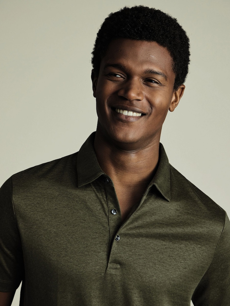 Verde - Camisa polo de linho Charles Tyrwhitt 100% - Imagem 2 de 5