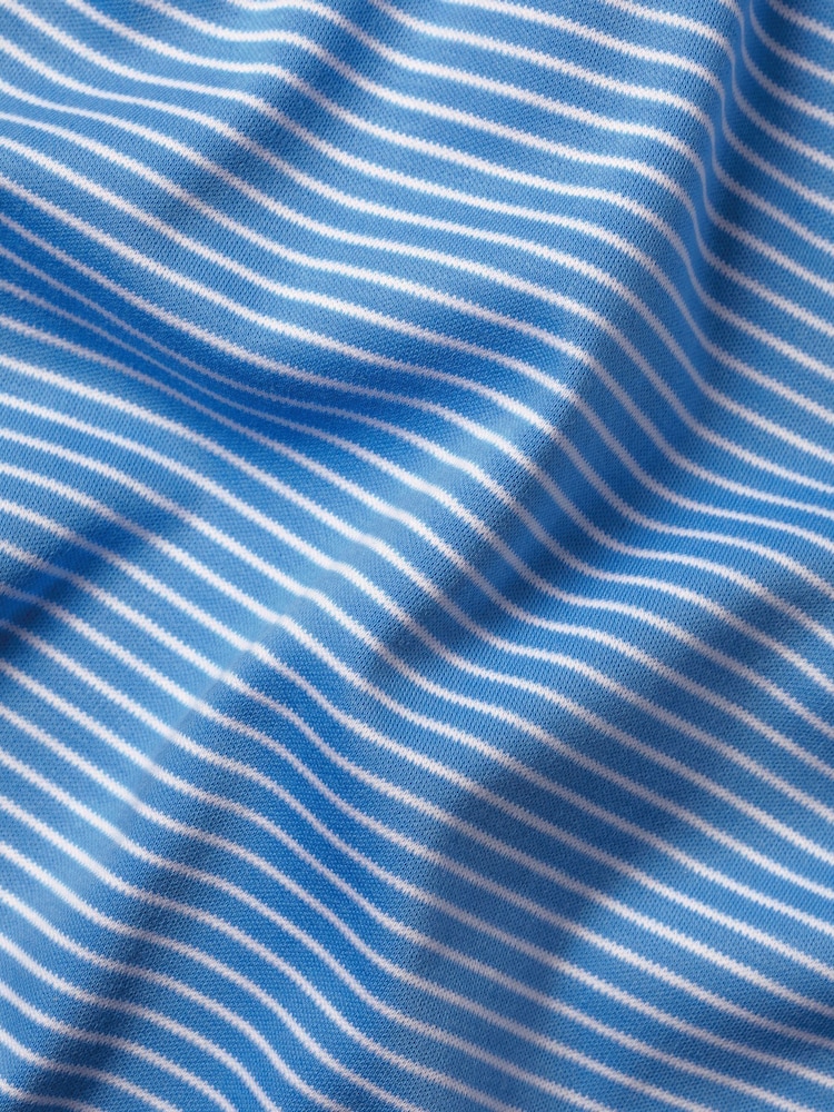 Charles Tyrwhitt Blue Performance Fine Stripe 100% Cotton Polo Shirt - Image 5 of 5