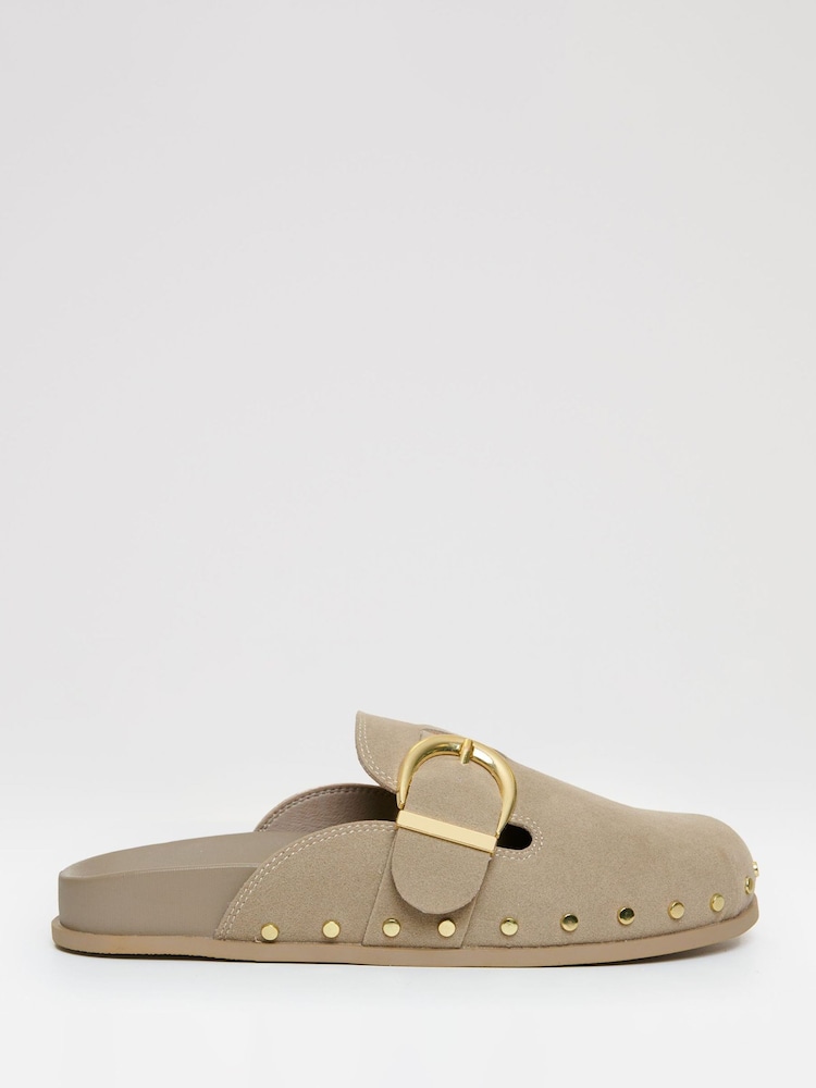Threadbare Natural Studded Mule Sandals - Image 1 of 4