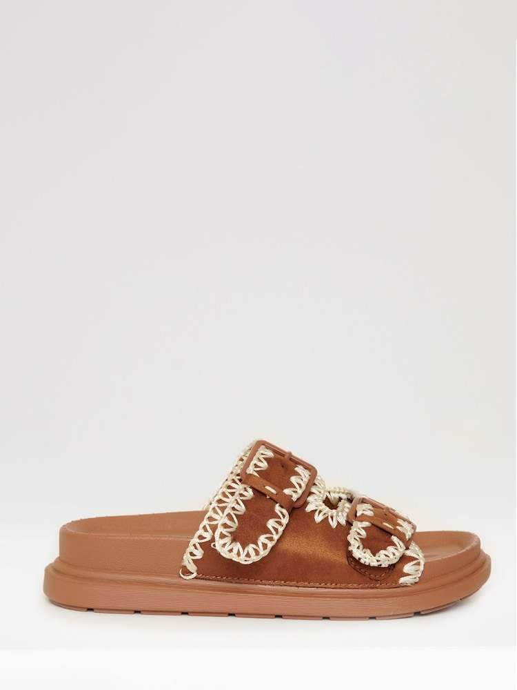 Threadbare Whipstitch Chunky Sliders - Image 2 of 5
