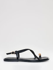 Threadbare Black Back Strap Sandals - Image 2 of 5