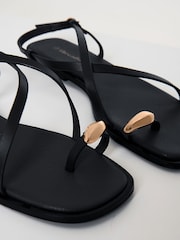 Threadbare Black Back Strap Sandals - Image 4 of 5