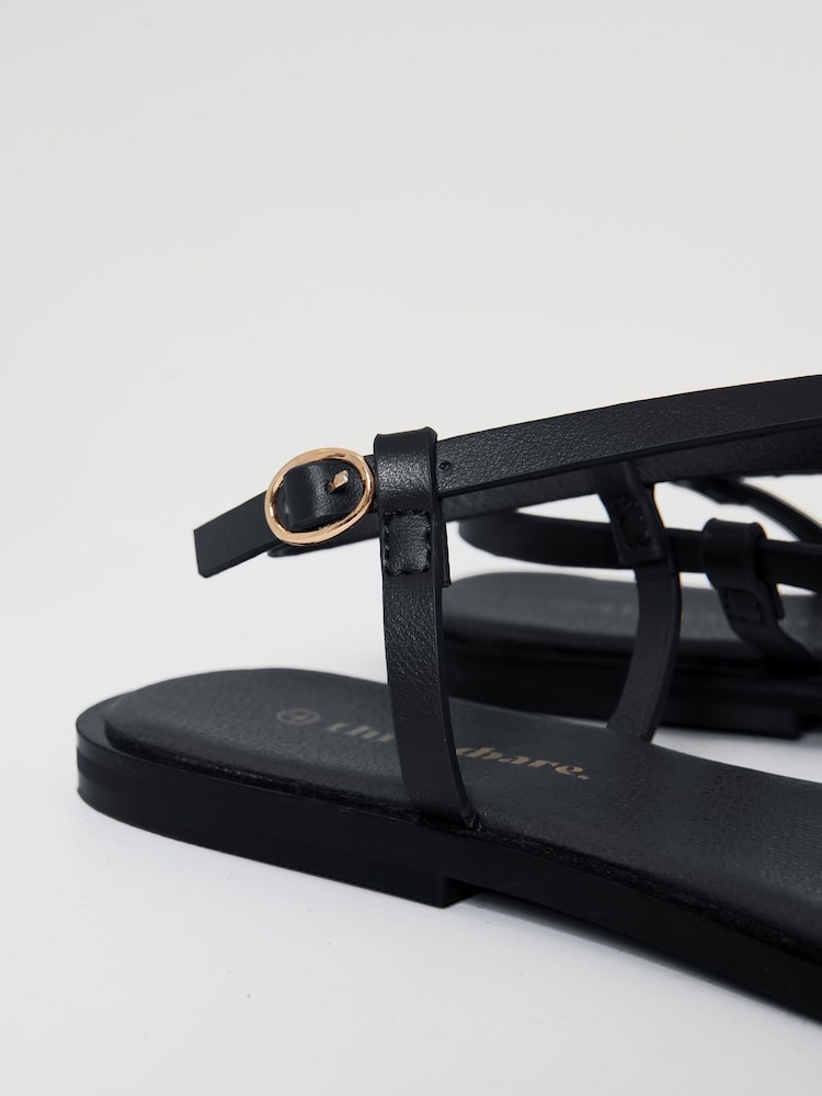 Threadbare Black Back Strap Sandals - Image 5 of 5