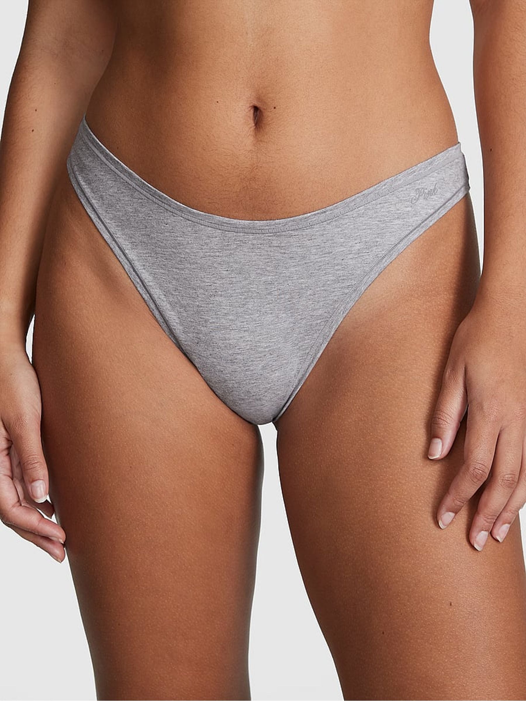 Victoria's Secret PINK Medium Heather Grey Thong Cotton Knickers