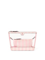 Victoria's Secret Iconic Stripe Pink AM/PM Makeup Bag Duo - Image 1 of 3