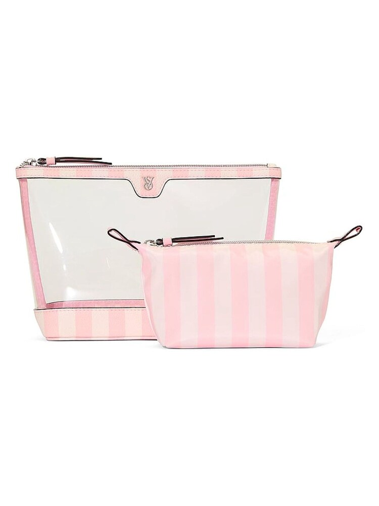 Victoria's Secret Iconic Stripe Pink AM/PM Makeup Bag Duo - Image 3 of 3