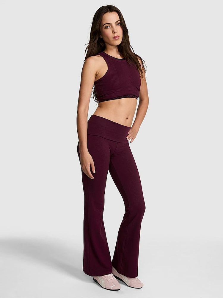 Victoria's Secret PINK Purple Rose Foldover Leggings - Image 1 of 3