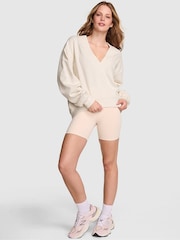 Victoria's Secret PINK Natural Heather White Fleece Sweatshirt - Image 1 of 2
