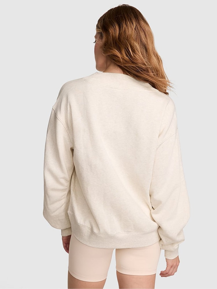 Victoria's Secret PINK Natural Heather White Fleece Sweatshirt - Image 2 of 2 Victoria's Secret PINK Natural Heather White Fleece Sweatshirt - Image 2 of 2