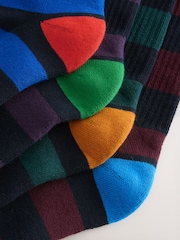 Rich Blue/Green/Red Stripe Pattern Sports Socks 4 Pack - Image 8 of 9