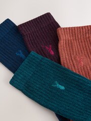Red/Orange Twisted - Stag Embroidered Heavyweight Socks 4 Pack - Bild 7 von 8