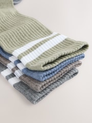 Blue/Neutral/Grey Twisted Tipped Cushioned Sole Sports Socks - Image 9 of 9