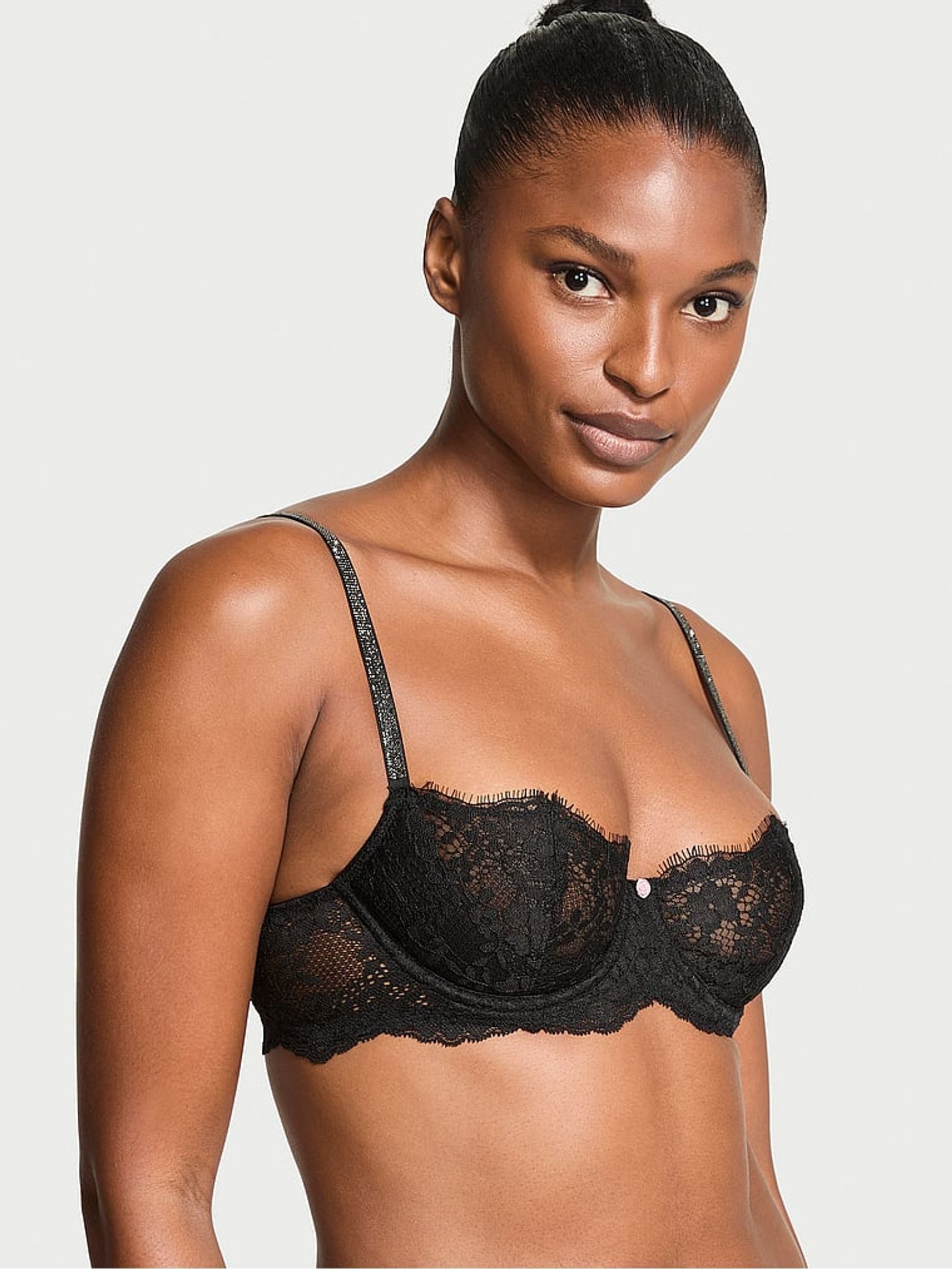 Victoria's Secret Black Unlined Balcony Twinkle Strap Lace Bra