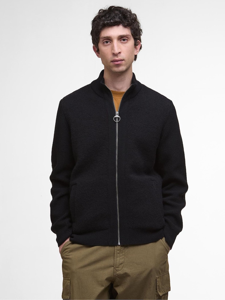 Barbour® Black Milburn Zip Through Jumper - Image 1 of 6