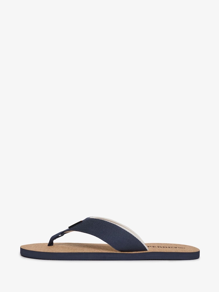 Superdry Blue Cork Graphic Print Flip Flops - Image 2 of 7