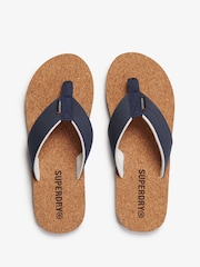 Superdry Blue Cork Graphic Print Flip Flops - Image 5 of 7