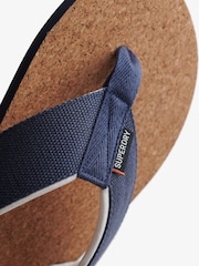 Superdry Blue Cork Graphic Print Flip Flops - Image 6 of 7