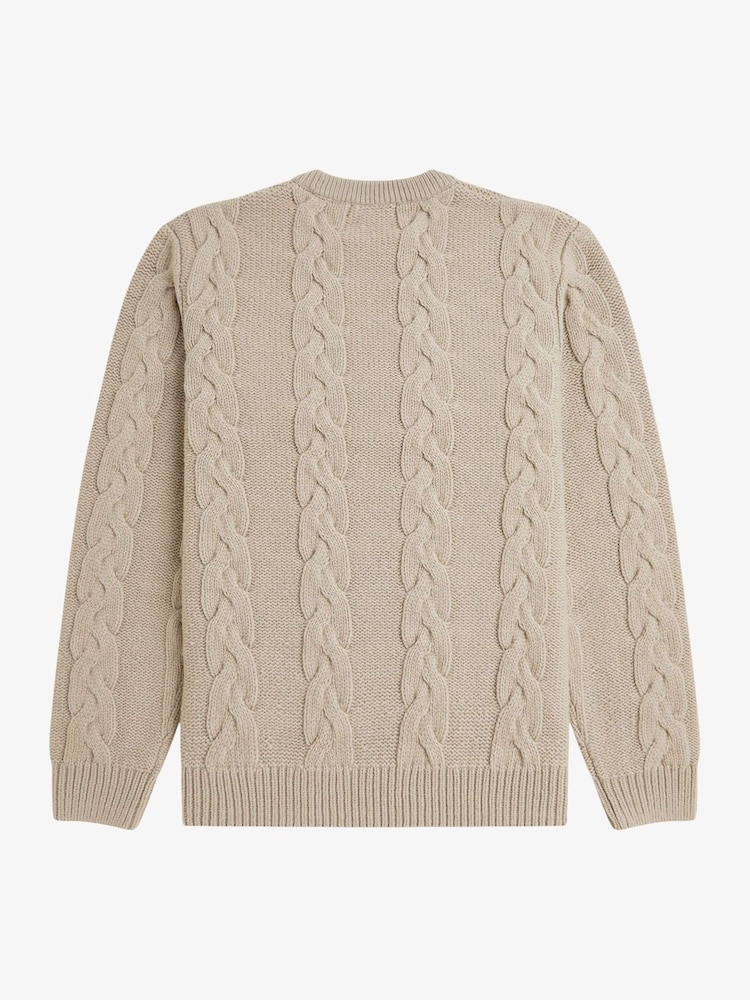 Fred Perry Natural Chunky Cable Knit Jumper - Image 7 of 7 Fred Perry Natural Chunky Cable Knit Jumper - Image 7 of 7