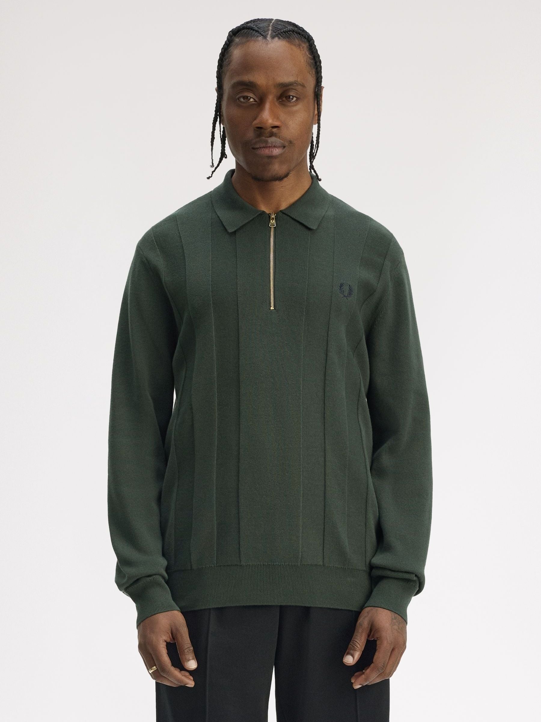 Buy Fred Perry Green Tonal Stripe Knitted Shirt from the Next UK